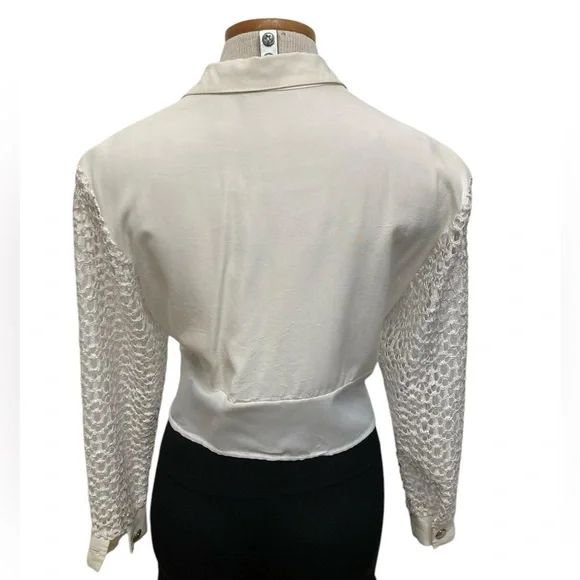 Vintage Western Fringed Crop Top, Lace, White, Women’s, Rodeo, Festival, Small - Picture 7 of 11